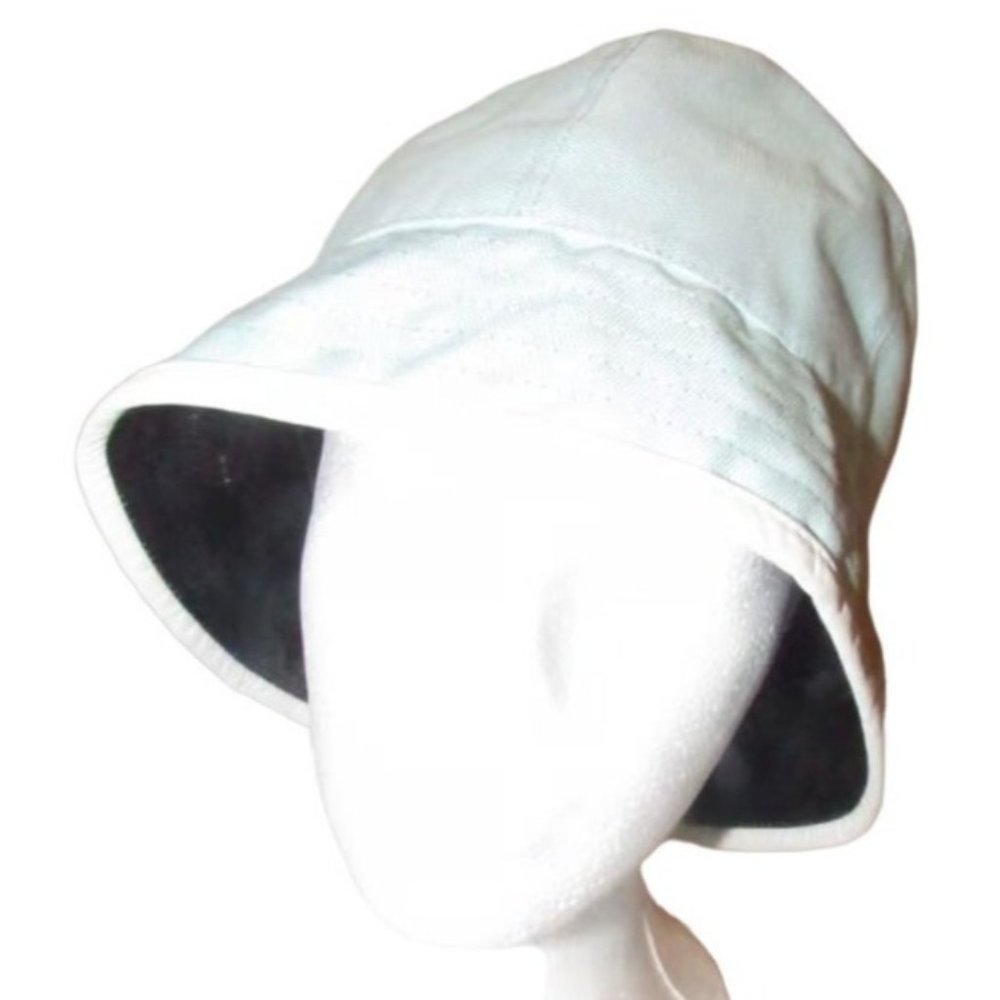 Gucci Blue Guccissima Print Bucket Hat w White Leather